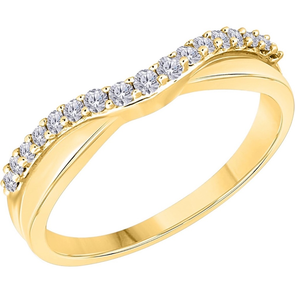 Gold Diamond Accent Curved Band Ring